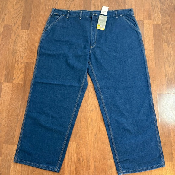 Carhartt FRB13 DNM Flame Resistant Denim Dungaree Jeans Mens 48x30 Blue FR New - Picture 2 of 7